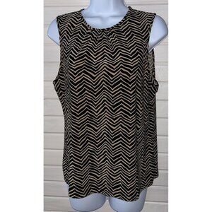 Chaps Ralph Lauren PETITES LARGE PL Black Khaki Chevron Stripe Knit Blouse EUC